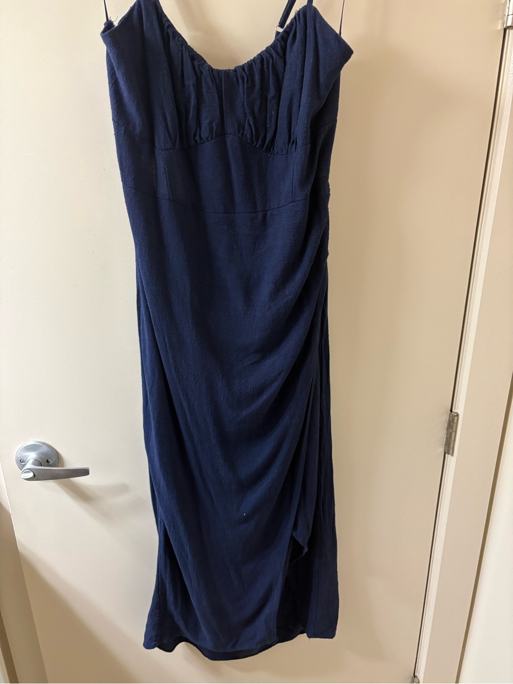 Fashion Nova Navy Blue Women's Midi Linen Dress